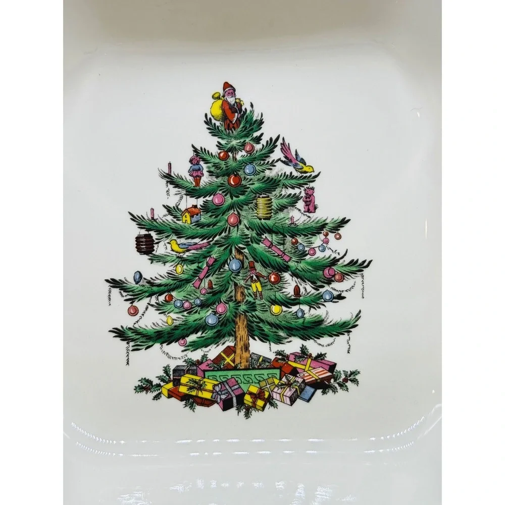 Spode Christmas Tree Square Salad Bowl Serving England S3324 T IN BOX